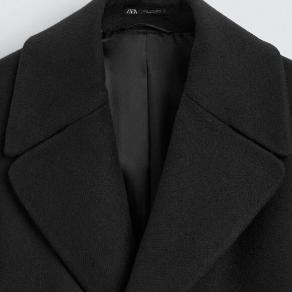 NWT ZARA DOUBLE-BREASTED WOOL COAT WITH BELT sz MEDIUM - Picture 7 of 17